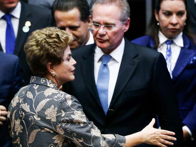 O presidente do Senado, Renan Calheiros, com a presidente Dilma (Foto: Reprodução)