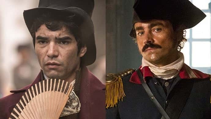 Caio Blat (André) e Ricardo Pereira (Tolentino) em "Liberdade, Liberdade" (Foto: Fabiano Battaglin e Felipe Monteiro/Gshow)