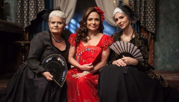Jussara Freire, Luíza Tomé e Karen Marinho em "Escrava Mãe" (Foto: Edu Moraes/Record)