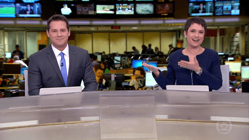 Dony de Nuccio com Sandra Annnenberg em sua estreia no Jornal Hoje (Foto: Reprodução/Globo)