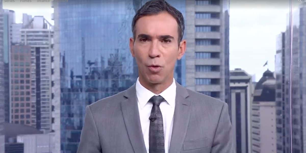 César Tralli surgiu com a fisionomia escancarando cansaço na Globo (Foto: Reprodução)