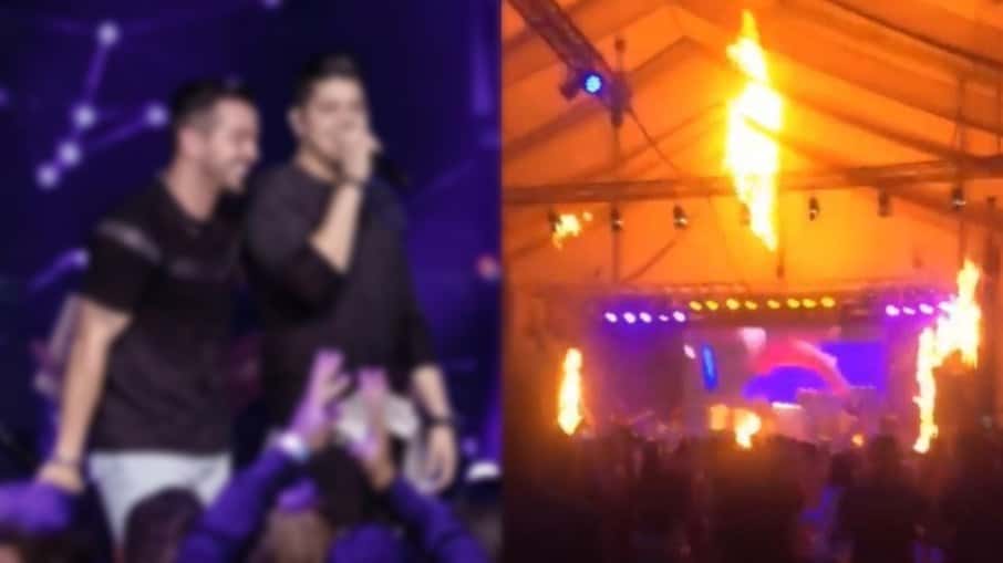 Palco pega fogo durante show de famosa dupla sertaneja - Reprodução