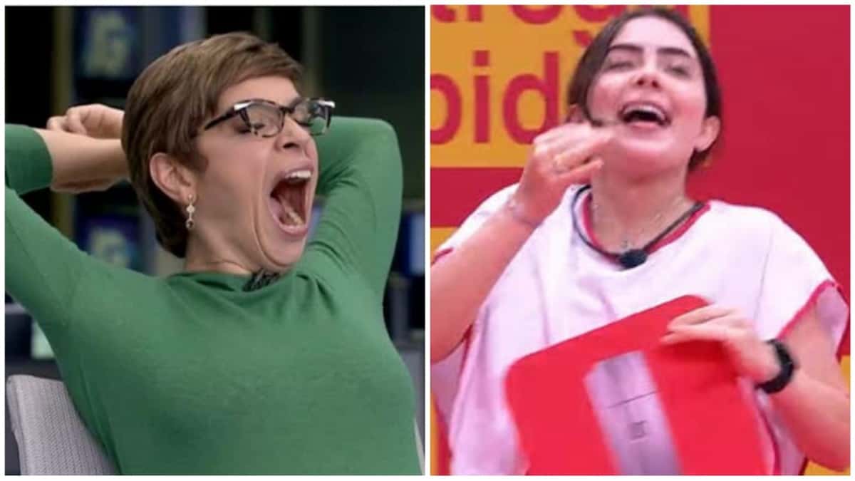 A âncora do Jornal da Globo virou meme pelo atraso da prova do líder no BBB22 (Montagem/ Reprodução)