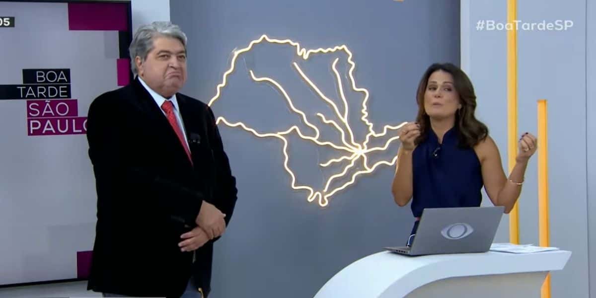 José Luiz Datena e Adriana Araújo no "Boa Tarde São Paulo" (Foto: Reprodução/Band)