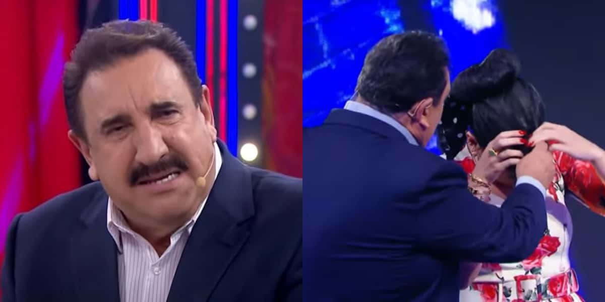 Ratinho arrancou franja de Milene (Foto: Reprodução/SBT)