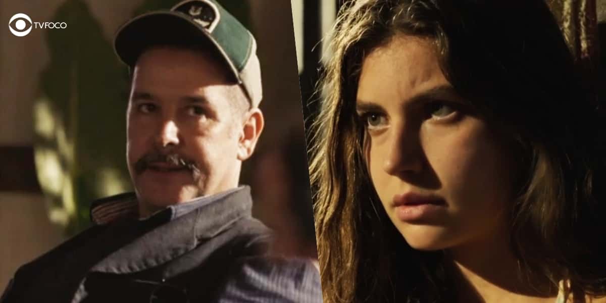 Juma vai atacar Tenório na novela Pantanal (Foto: Montagem/Thais Teles/Reprodução/Globo)