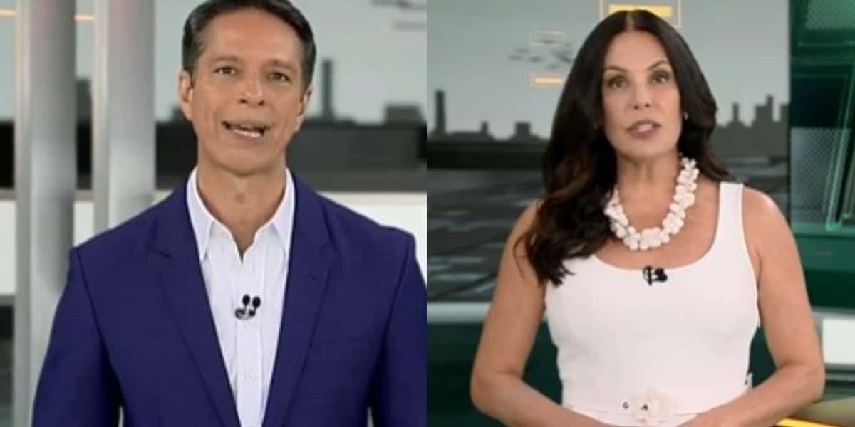 Sergio Aguiar e Carolina Ferraz comandam o Domingo Espetacular na Record (Foto: Reprodução)