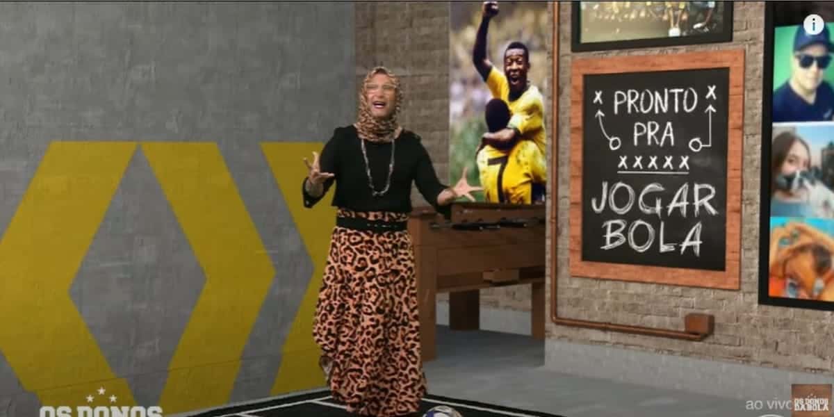 Netovestido de mulher no Donos da Bola (Reprodução: Donos da Bola/ Band)