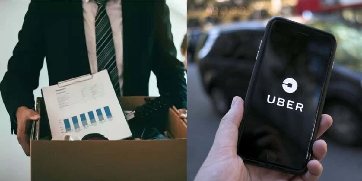 Funcionário demitido e aplicativo do Uber (Foto: Reprodução / Internet)