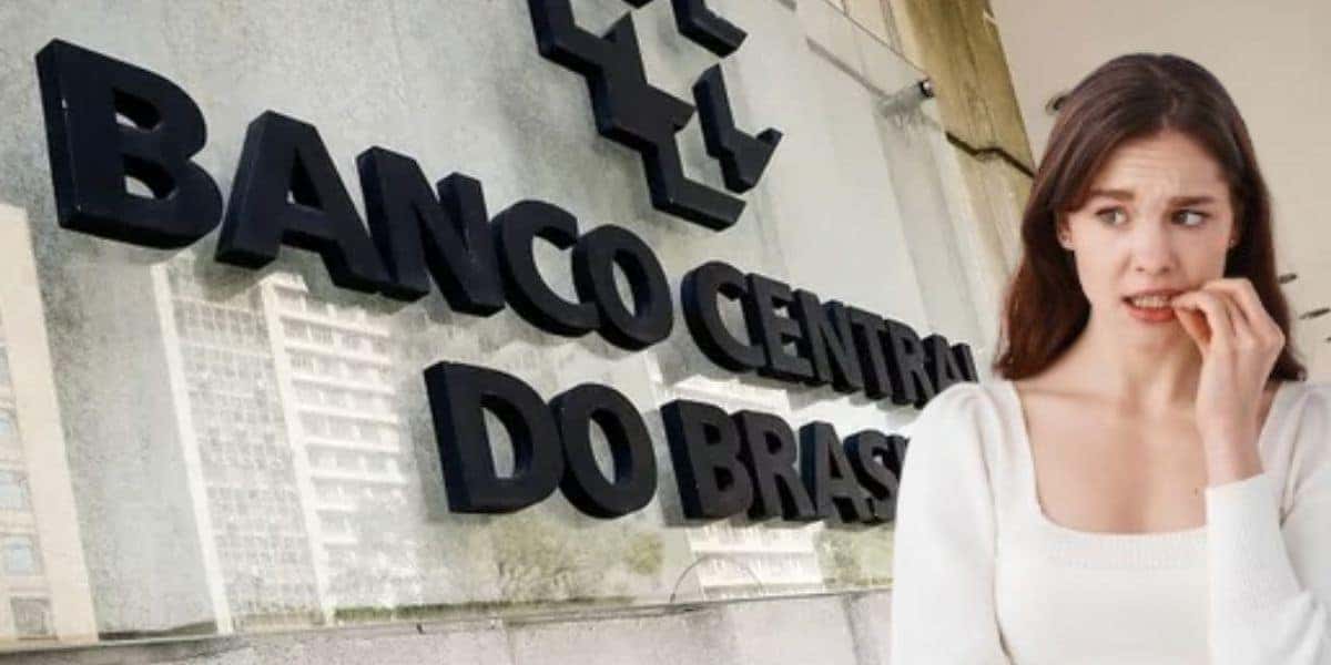 Banco Central e mulher preocupada (Fotos: Reproduções / Aloisio Maurício / Freepik)