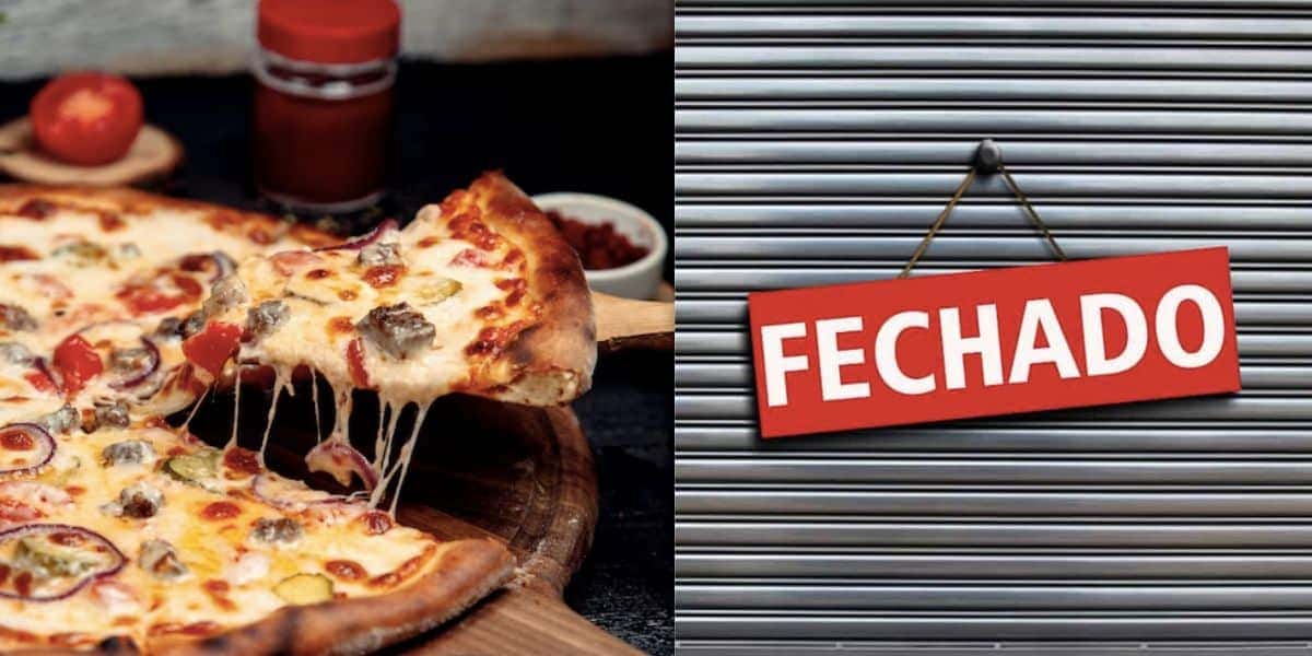 Pizza e loja fechada (Fotos: Reproduções / Freepik / Internet)