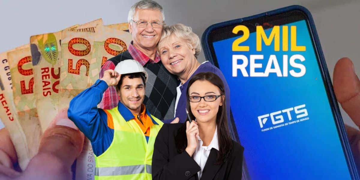 Idosos, trabalhadores e aplicativo do FGTS (Foto: Reprodução / Canva)