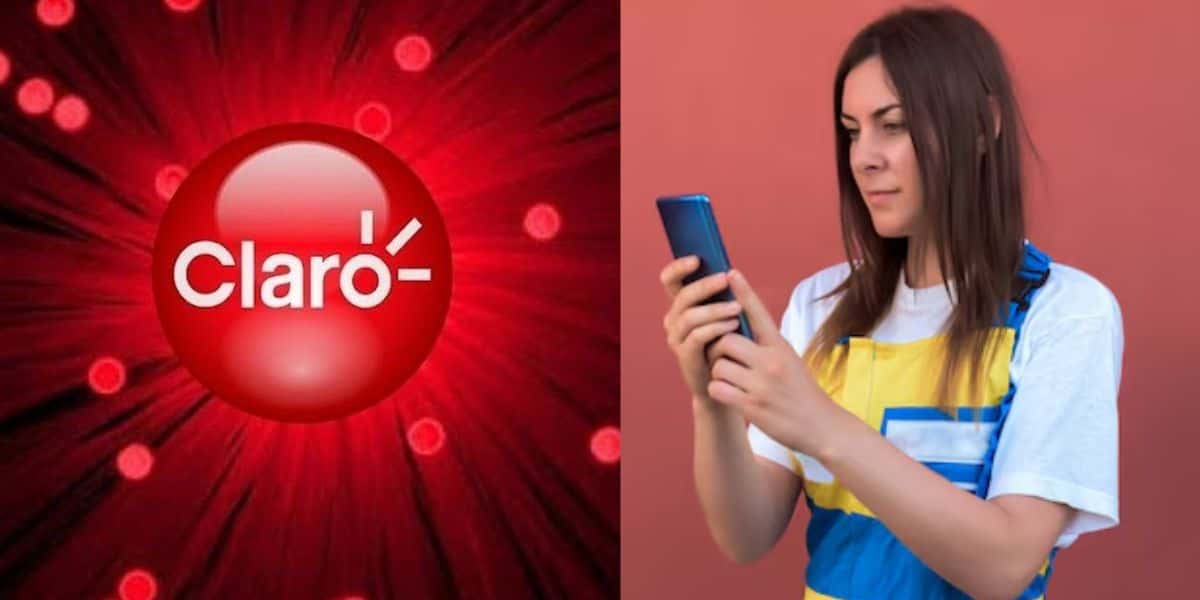 Claro e mulher segurando o celular (Fotos: Reproduções / Internet / Freepik)
