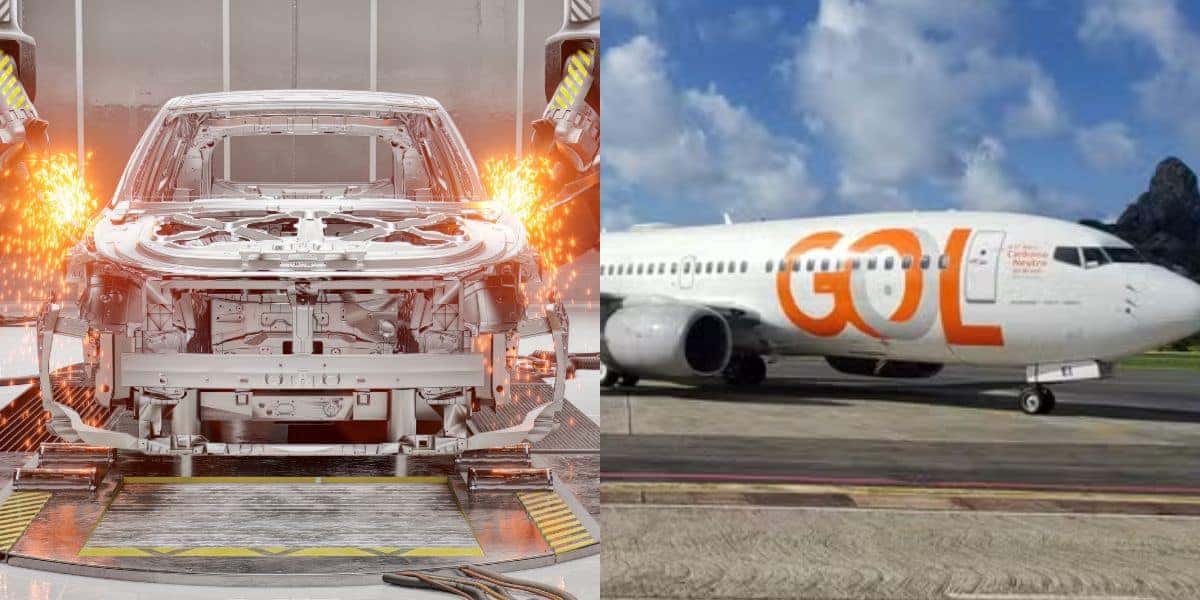 Montadora e avião da Gol (Fotos: Reproduções /Canva/ Ana Clara Marinho/TV Globo)