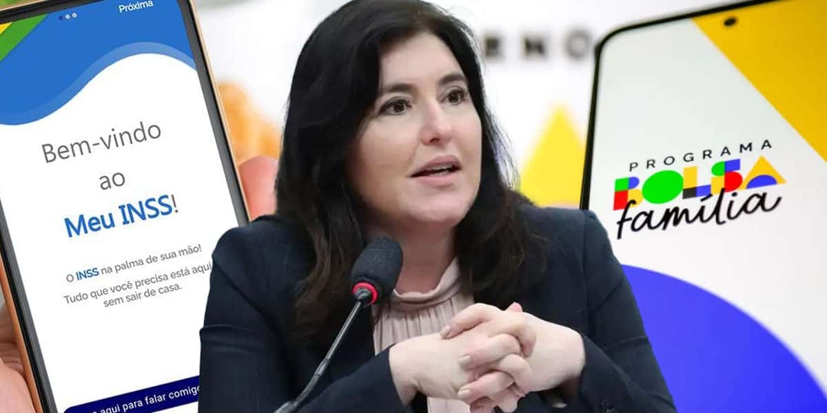 A ministra Simone Tebet - INSS e Bolsa Família (Foto: Reprodução, Montagem - TV Foco)