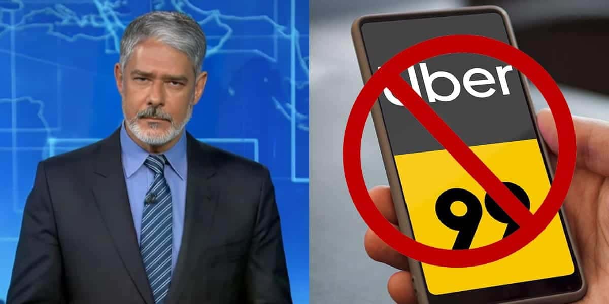 Bonner no JN - Uber e 99 (Foto: Reprodução, Montagem - TV Foco)