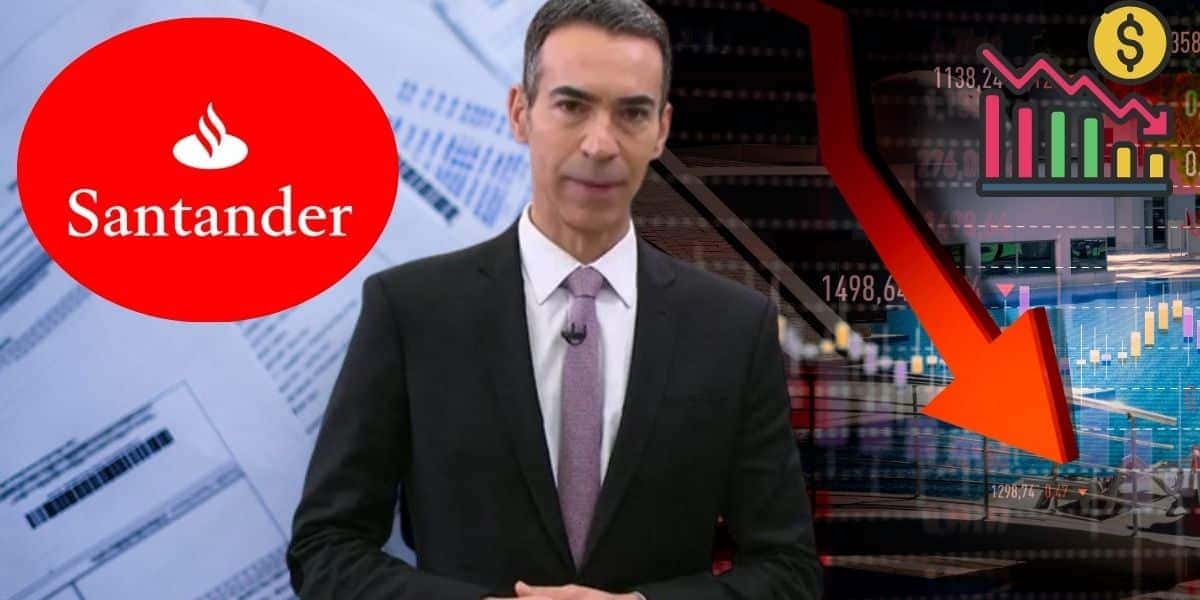 Santander, César Tralli e falência (Foto: Reprodução / Canva / Globo)