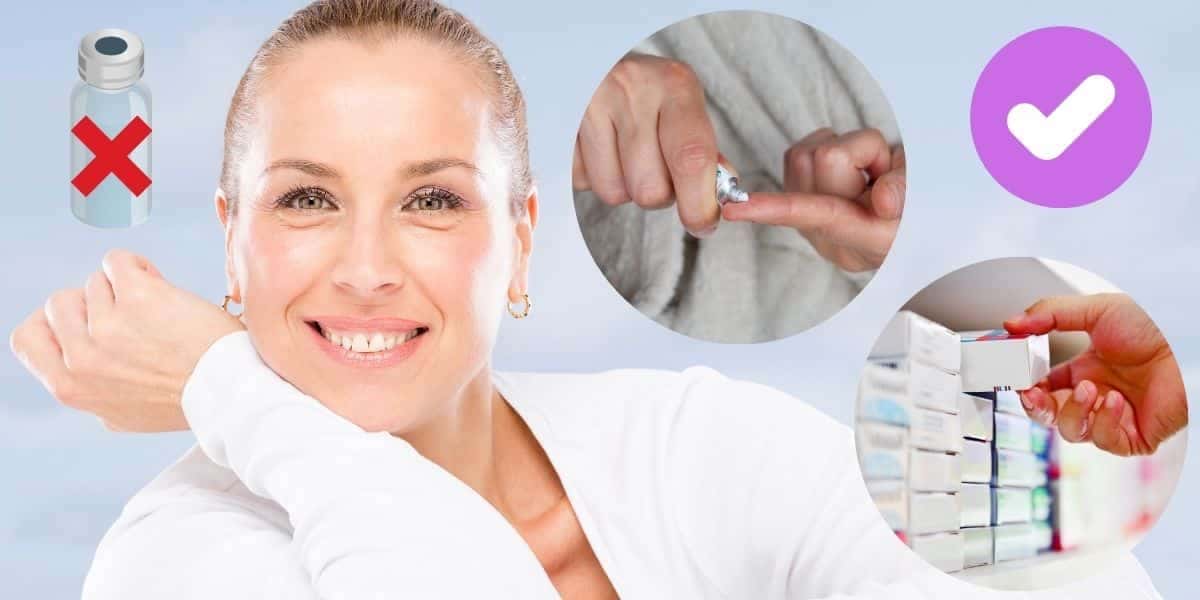 Mulher sem linhas de expressão usando produto popular de farmácias melhor que o botox (Foto: Reprodução / Canva / Montagem TV Foco)