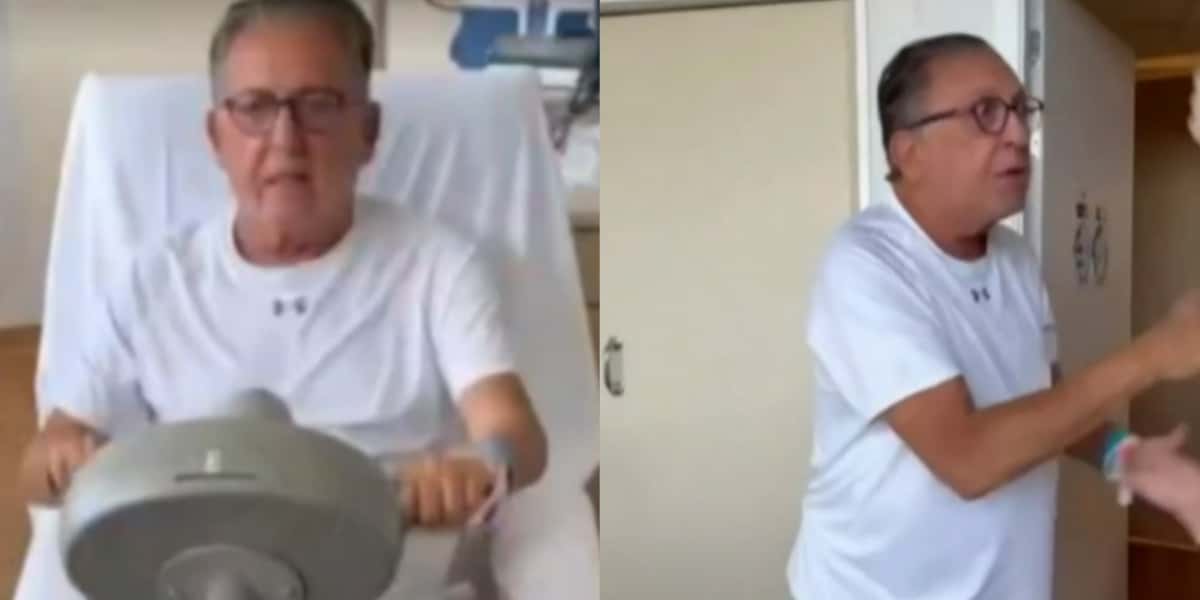Galvão Bueno apareceu em hospital em vídeo no "Mais Você" (Foto: Reprodução/TV Globo)