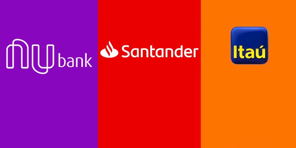 Logo do Nubank, Santander e Itaú - Foto Reprodução Internet