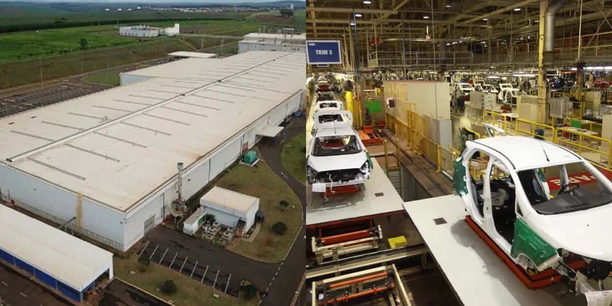 Fábrica da Ford e linha de produção da montadora BYD (Foto: Reprodução / Internet)