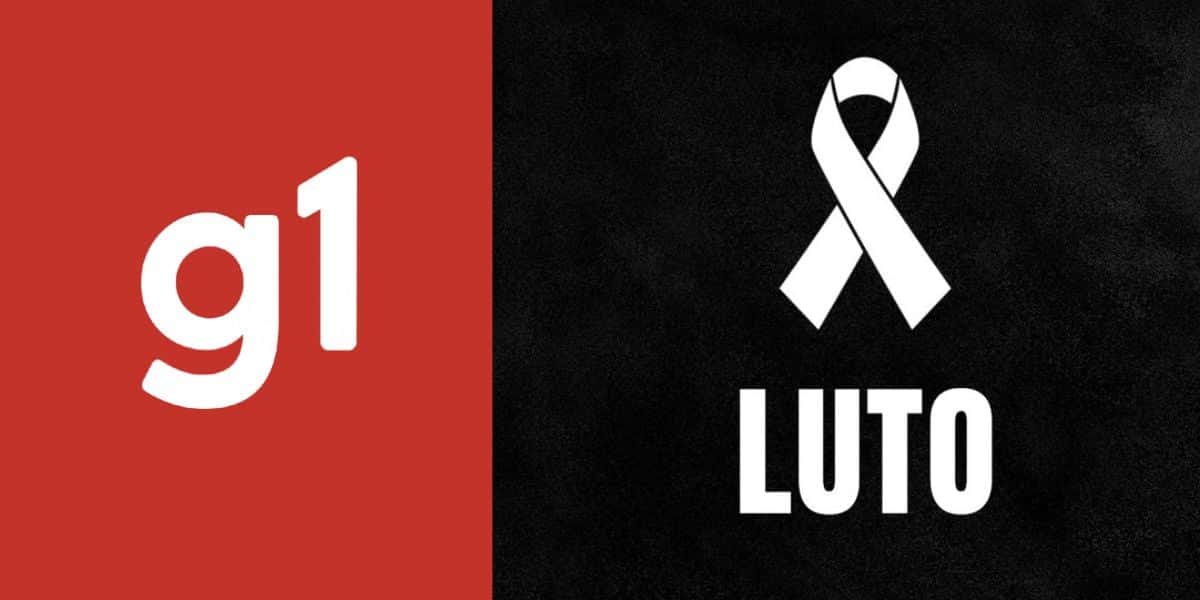 Logo do G1, da Globo, e imagem de luto (Fotos: Reproduções / Internet / Canva)