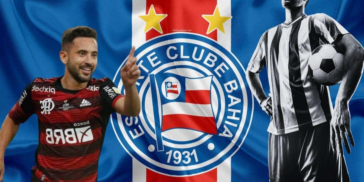 Everton Ribeiro e bandeira do Bahia - Foto Reprodução Internet
