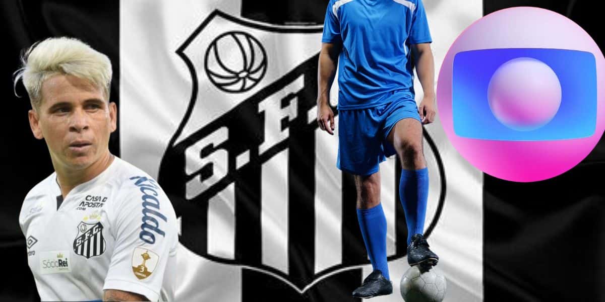 Soteldo, logo da Globo e do Santos- Foto Reprodução Internet