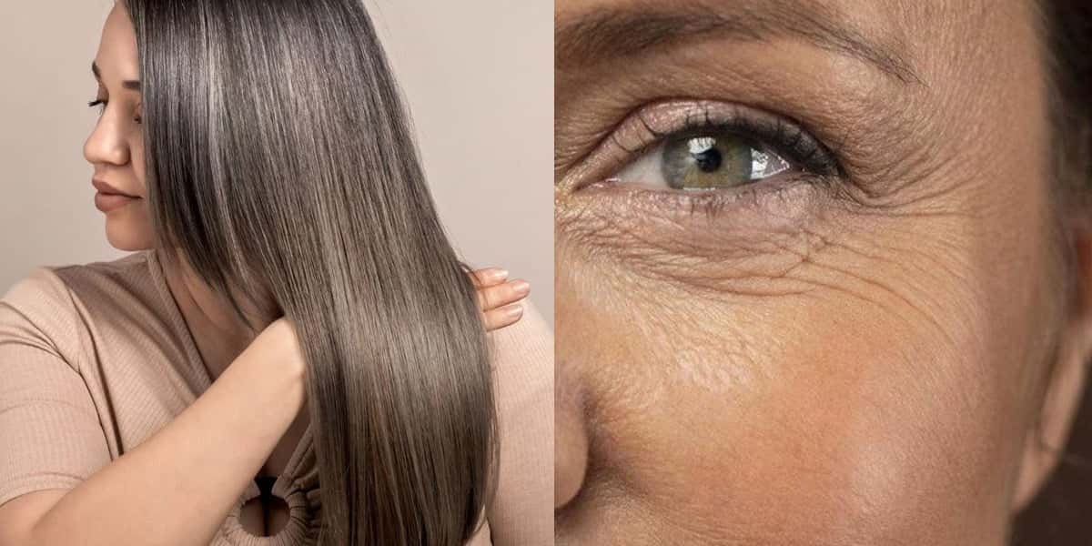 Cabelo liso e pele sem rugas (Foto: Reprodução, Montagem - TV Foco)