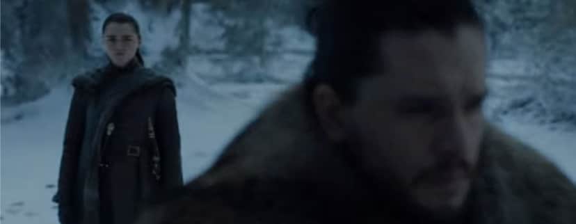 Jon Snow (Kit Harrington) e Arya (Maisie Williams) tiveram um encontro (Foto: Reprodução/YouTube) Jon Snow (Kit Harrington) e Arya (Maisie Williams) tiveram um encontro (Foto: Reprodução/YouTube)