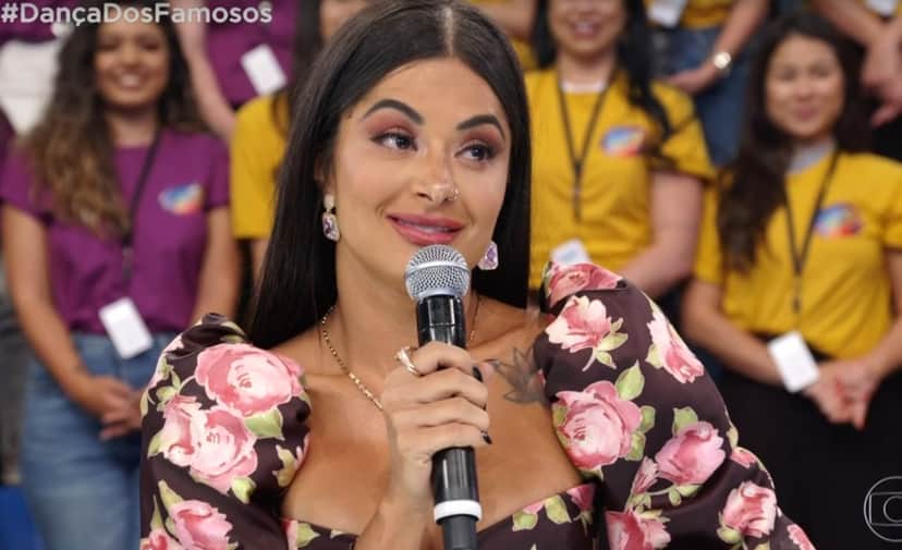 Aline Riscado durante participação no Domingão do Faustão (Foto: Reprodução) Aline Riscado durante participação no Domingão do Faustão (Foto: Reprodução)