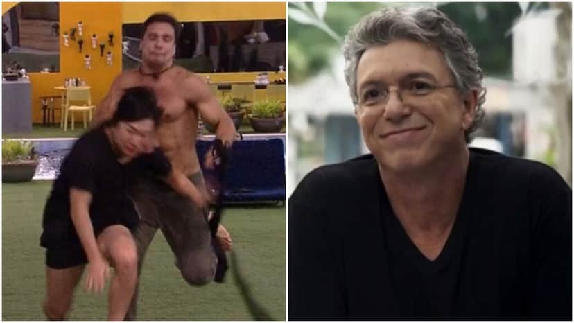 Boninho anunciou que produção do BBB vai avaliar empurrão de Petrix em Pyong (Foto: Reprodução/ Montagem TV Foco)