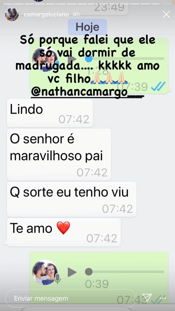 Luciano Camargo expôs uma conversa com o filho (Foto: reprodução) Luciano Camargo expôs uma conversa com o filho (Foto: reprodução)