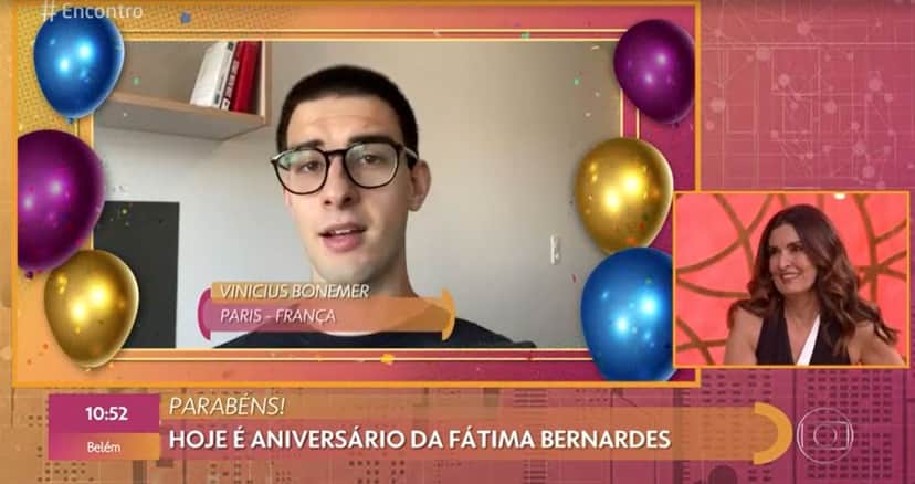 Vinícius Bonemer mandou recado à Fátima Bernardes no "Encontro" (Foto: Reprodução/TV Globo)
