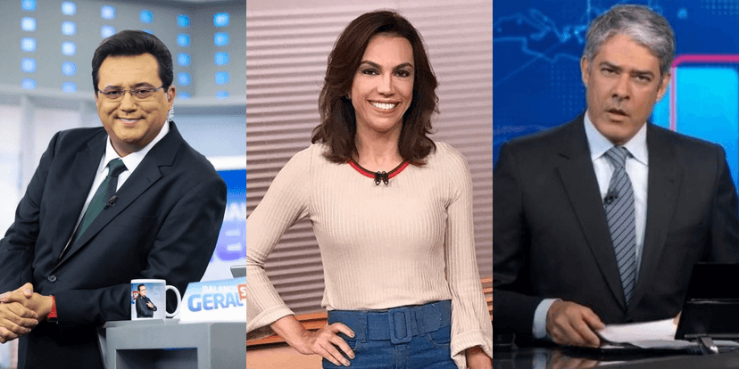 Geraldo Luís, Ana Paula Araújo no comando do Bom Dia Brasil e William Bonner no comando do JN (Foto: Montagem/TVFoco) Geraldo Luís, Ana Paula Araújo no comando do Bom Dia Brasil e William Bonner no comando do JN (Foto: Montagem/TVFoco)