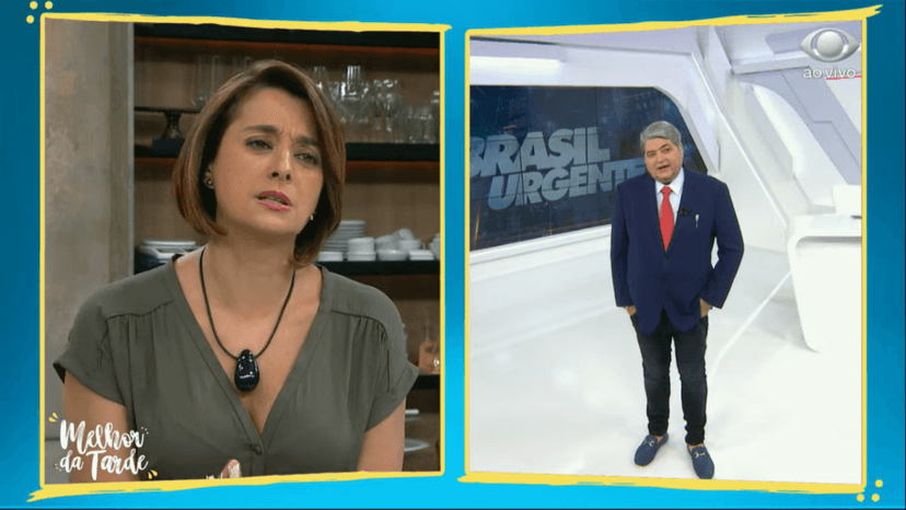 Datena e Catia Fonseca durante a passagem do Melhor da Tarde para o Brasil Urgente (Foto: Divulgação) Datena e Catia Fonseca durante a passagem do Melhor da Tarde para o Brasil Urgente (Foto: Divulgação)