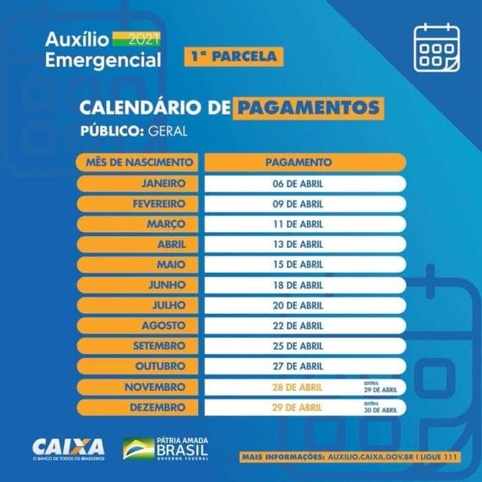 Calendário de Pagamento também sofreu algumas alterações (Imagem: Reprodução) Calendário de Pagamento também sofreu algumas alterações (Imagem: Reprodução)