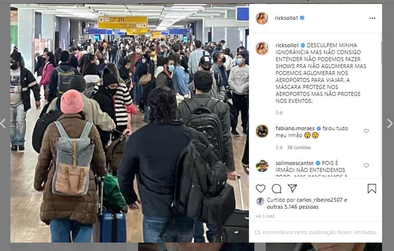 Rick Sollo fez reclamação nas redes sociais (Foto: Reprodução/Instagram) Rick Sollo fez reclamação nas redes sociais (Foto: Reprodução/Instagram)