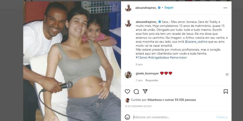Discreto, Alexandre Pires assume ao mundo com quem é casado e declara sentimentos em textão: "Meu amor" Discreto, Alexandre Pires assume ao mundo com quem é casado e declara sentimentos em textão: "Meu amor"