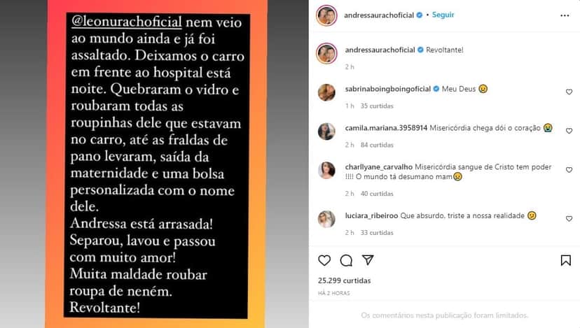Publicação feita no perfil de Andressa Urach - Foto: Reprodução Publicação feita no perfil de Andressa Urach - Foto: Reprodução
