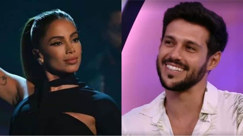 Rodrigo vê as declarações de Anitta sobre ele no Papo do Eliminado (Reprodução/ Globoplay/ Instagram) Rodrigo vê as declarações de Anitta sobre ele no Papo do Eliminado (Reprodução/ Globoplay/ Instagram)