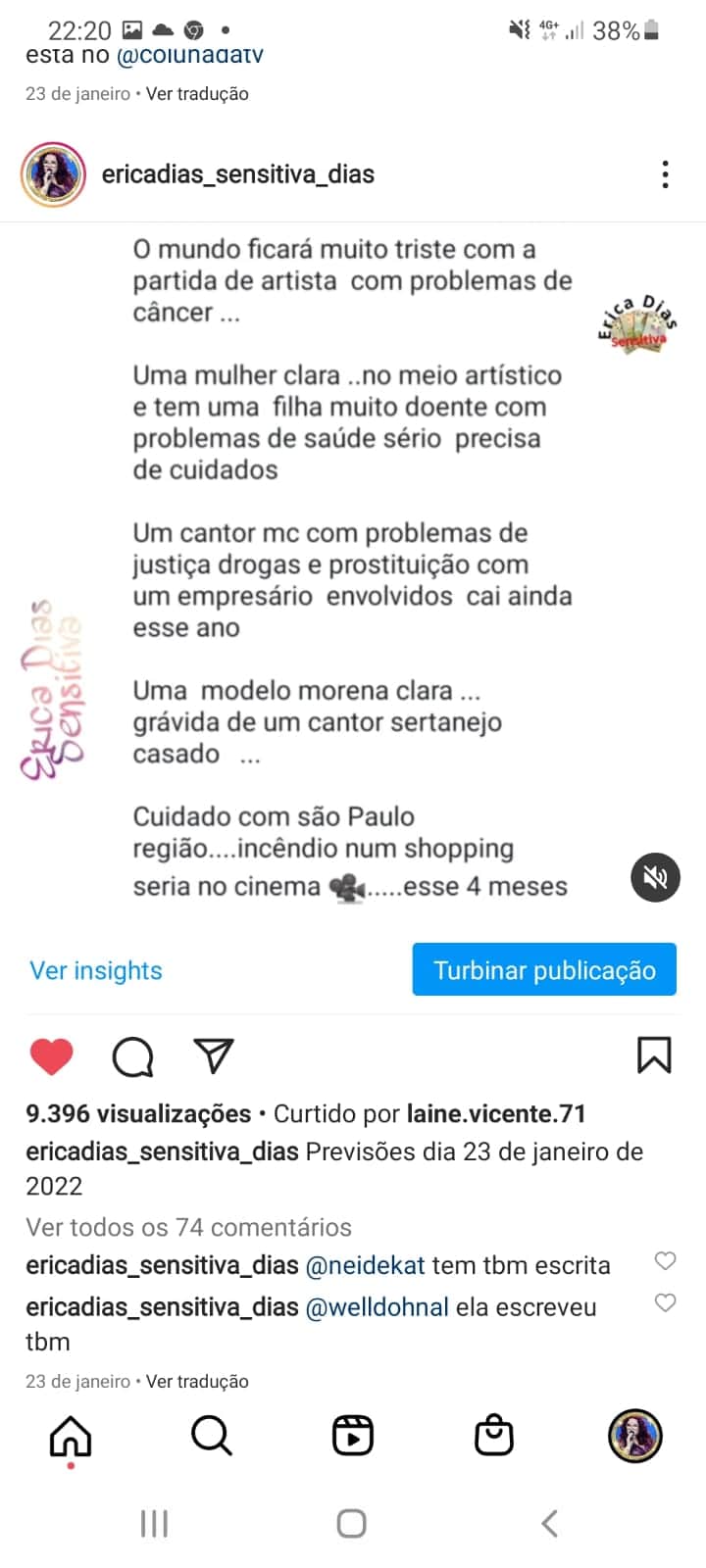 Érica Sensitiva faz previsões para o mundo dos famosos (Foto: Reprodução)