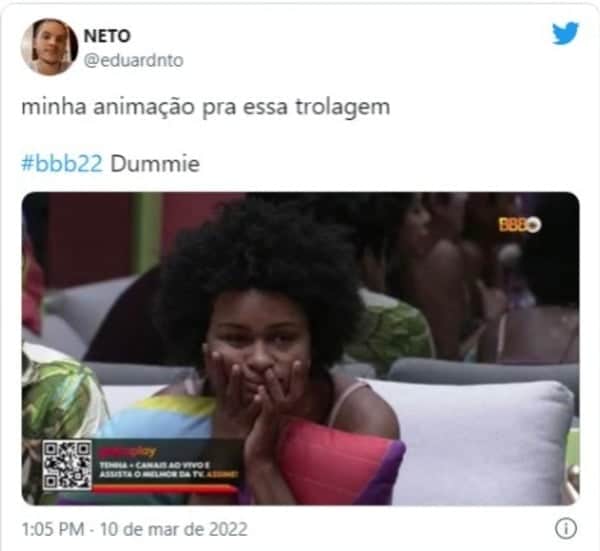 BBB22: Reação de internauta no Twitter (Foto: Reprodução) BBB22: Reação de internauta no Twitter (Foto: Reprodução)