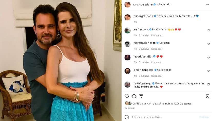 Luciano Camargo surgiu com a esposa, Flávia Fonseca, e decidiu assumir amor (Foto: Reprodução) Luciano Camargo surgiu com a esposa, Flávia Fonseca, e decidiu assumir amor (Foto: Reprodução)