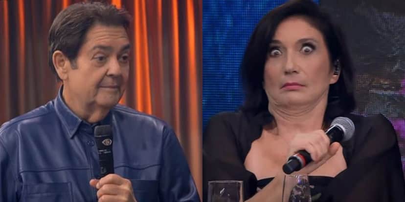 Faustão assustou Zizi Possi após grito no palco (Foto: Reprodução/Band) Faustão assustou Zizi Possi após grito no palco (Foto: Reprodução/Band)