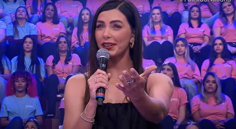 Leticia Datena no "Faustão na Band" (Reprodução/YouTube) Leticia Datena no "Faustão na Band" (Reprodução/YouTube)