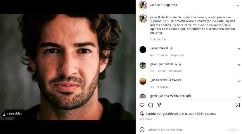 Alexandre Pato fez desabafo e falou de sua parceria com Deus (Foto: Reprodução/ Instagram) Alexandre Pato fez desabafo e falou de sua parceria com Deus (Foto: Reprodução/ Instagram)