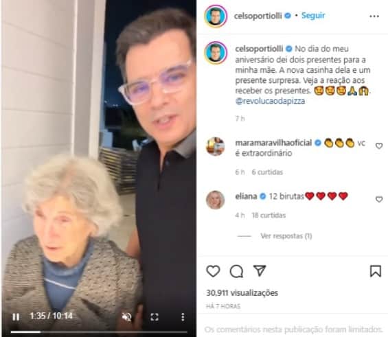 Vídeo publicado por Celso Portiolli presenteando a mãe com casa nova (Foto: Reprodução/Instagram) Vídeo publicado por Celso Portiolli presenteando a mãe com casa nova (Foto: Reprodução/Instagram)