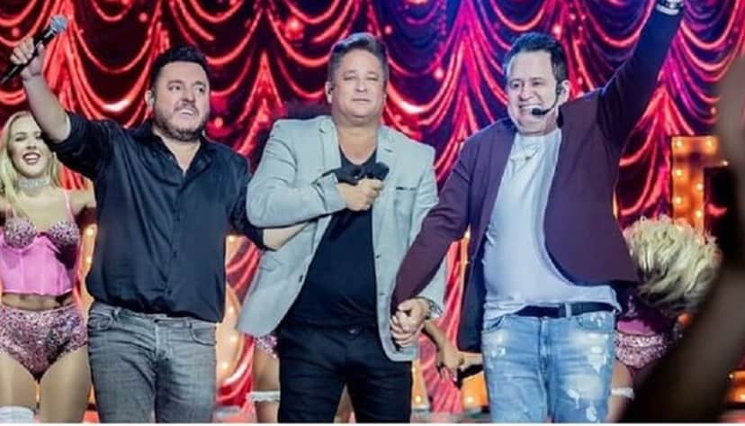 Leonardo e seus parceiros, Bruno e Marrone, no show Cabaré Leonardo e seus parceiros, Bruno e Marrone, no show Cabaré