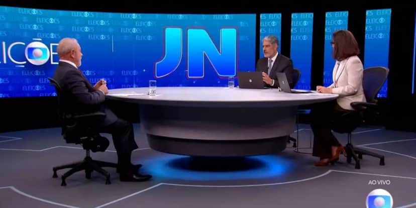 William Bonner e Renata Vasconcellos em entrevista a Lula no Jornal nacional, da rede Globo - Foto: Reprodução William Bonner e Renata Vasconcellos em entrevista a Lula no Jornal nacional, da rede Globo - Foto: Reprodução